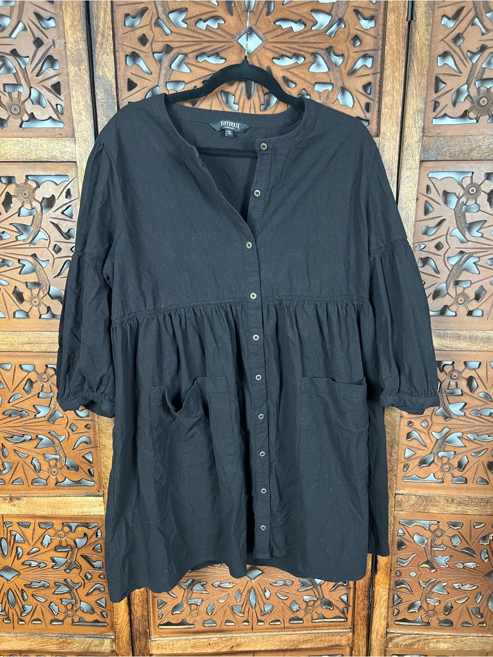 Disturbia Black Button-Front Mini Dress